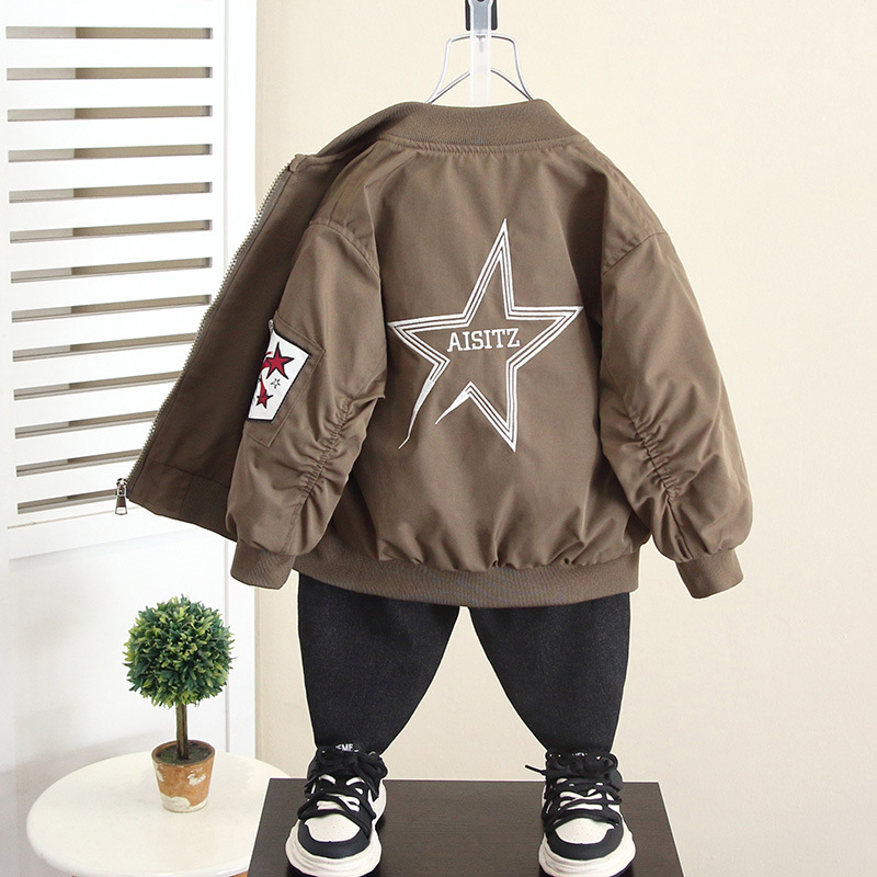 6068 chaqueta de uniforme de béisbol para niños modelos de primavera y otoño 2024 nuevo bebé ropa de otoño chaqueta luminosa para niños marea de niños