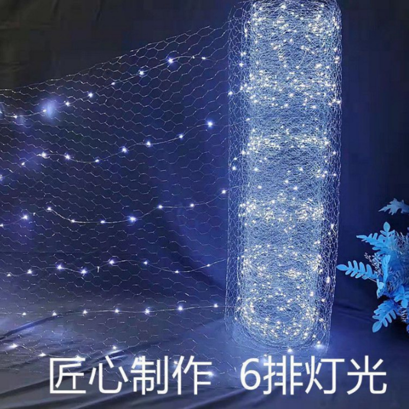 Variedad de la boda forma estrellado red de pesca Luz Escenario auditorio decoración alambre de púas luz de techo estrellado neto Luz