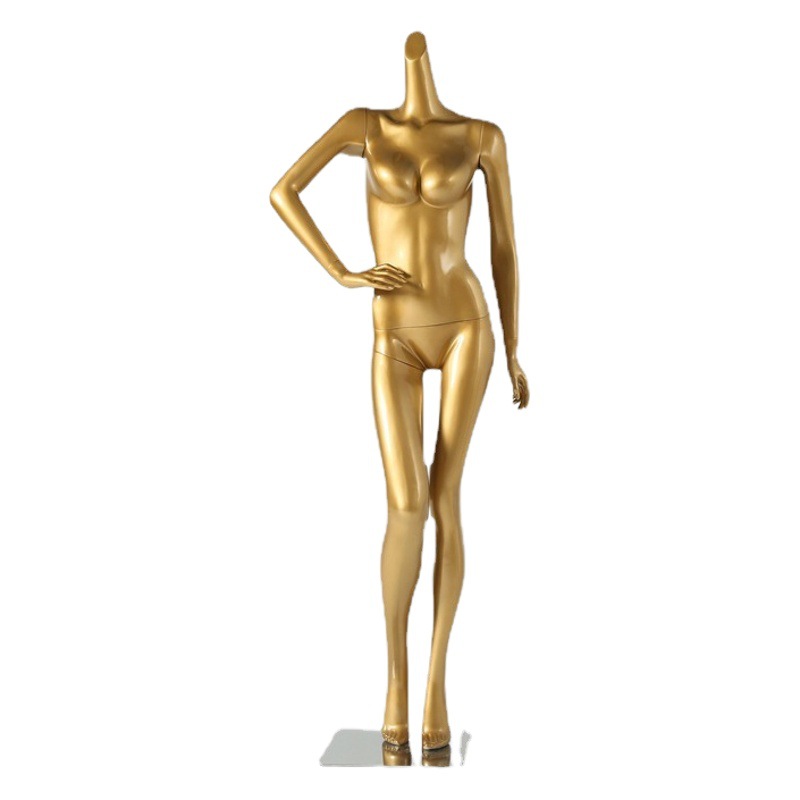 Maniquí de cuerpo completo para exhibición de ropa interior, fibra de vidrio, dorado, para exhibición de sujetadores, accesorios de exhibición de alta gama para mujer