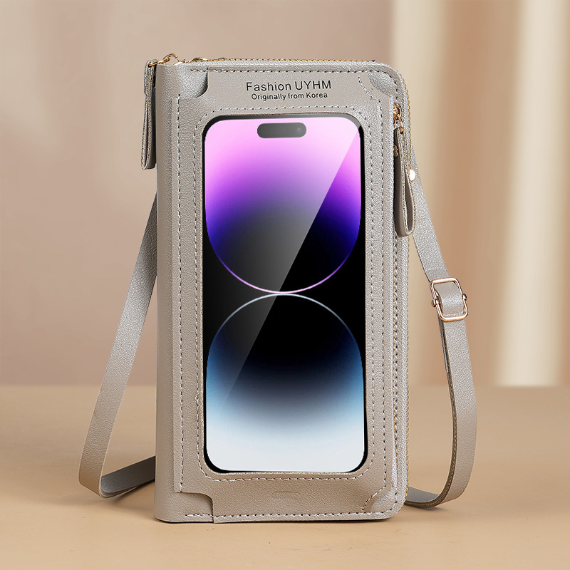 Nueva pantalla táctil bolso del teléfono móvil de las mujeres crossbody antirrobo bolso de hombro multifuncional versátil transparente mini bolso del teléfono móvil de la cartera