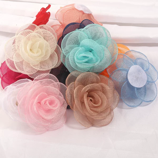 In stock 4.5-10 ㎝ Sheer rose flowers, clothing accessories, hair accessories, DIY handmade flower hairpin materials wholesale