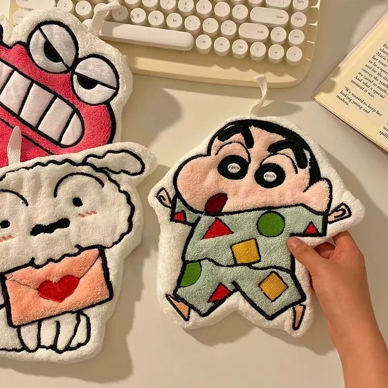 Crayon Shin-Chan Hand Towel for Kitchen, Bathroom, and Household Use, Cute Double-Layer Thickened Hanging Towel