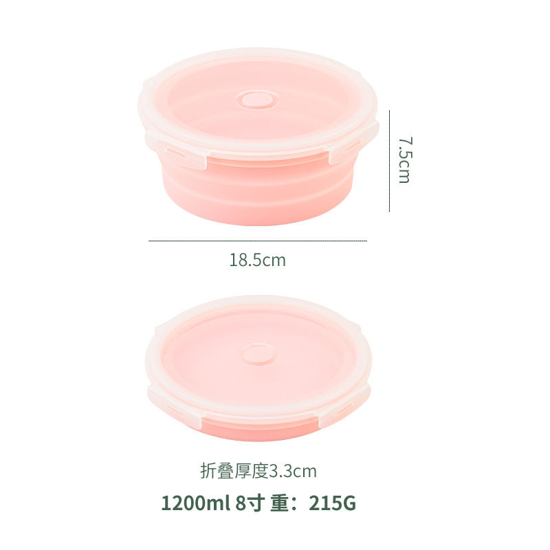 Fiambrera de silicona plegable redonda de 4 piezas caja bento creativa caja de almacenamiento de tazón plegable para el hogar juego de caja de conservación