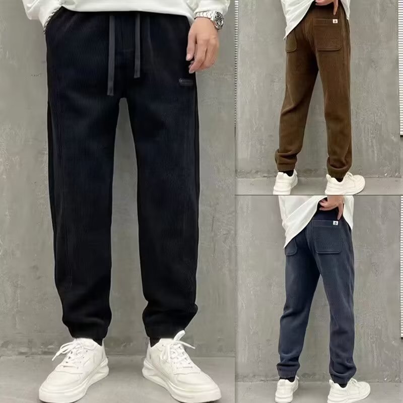 2023 Spring Chenille Seaweed Velvet Casual Boys All-match Loose Foot Sports Pants Stretch Harem Pants