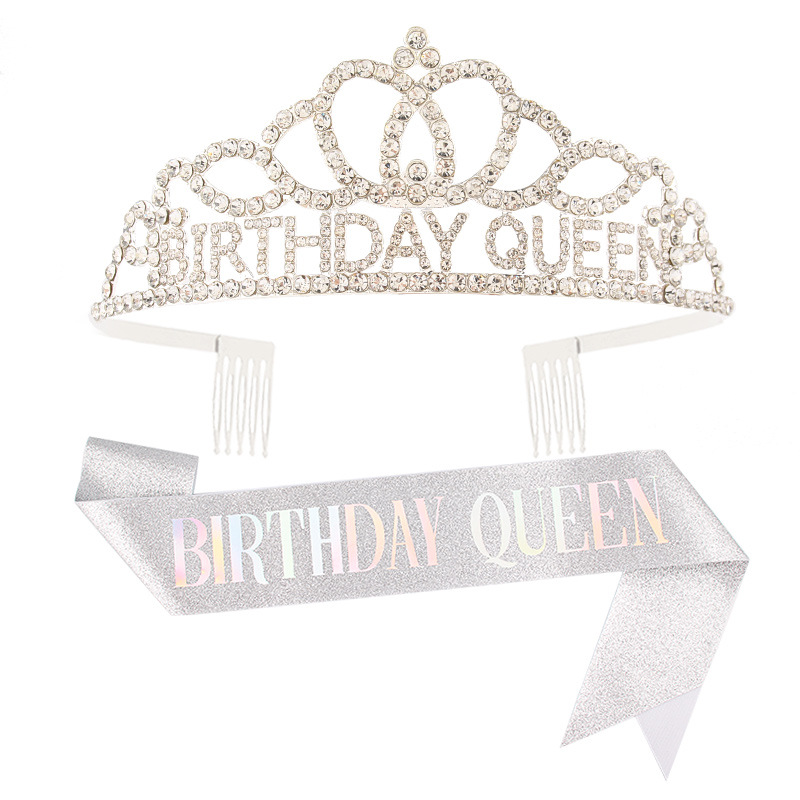 Corona para reina de cumpleaños, diadema con pedrería y letras BIRTHDAY QUEEN, decoración para fiestas