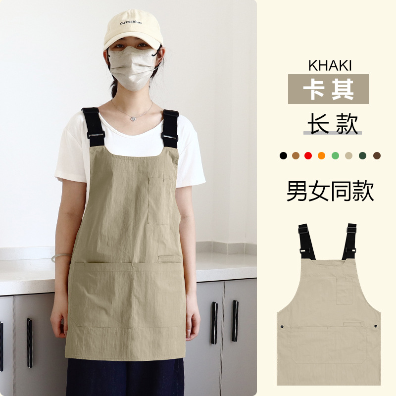 Comercio exterior delantal de lona impermeable logotipo personalizado sala de arte barista ropa de trabajo caballo clip delantal casero chaleco