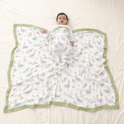 Infants and young children gauze children's quilt bath towel baby bamboo cotton gauze blanket summer cool quilt children's spring and summer 4-layer wrap