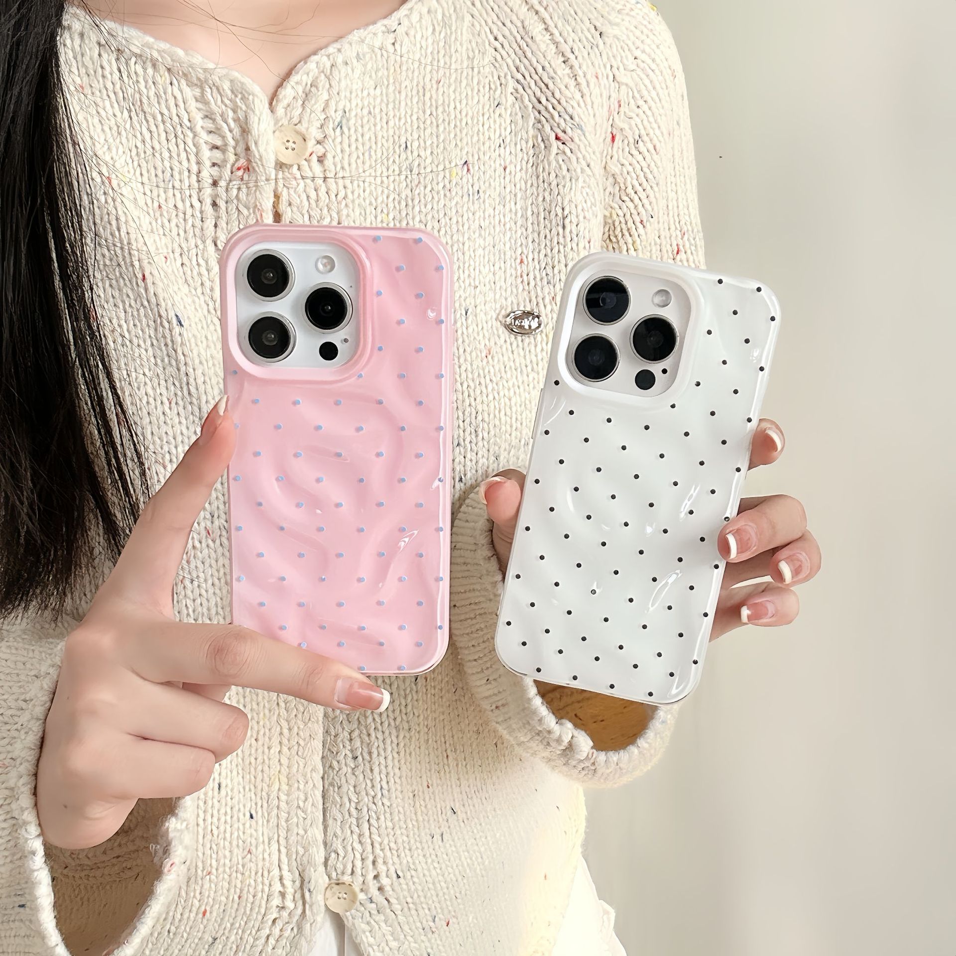 Sencillo verano, sensación avanzada, pantalla completa, punto de onda, adecuado para Apple 16ProMax, funda para teléfono móvil 15Pro, nuevo 14/13 femenino