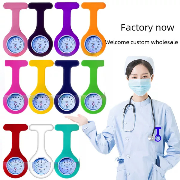 Foreign trade silicone nurse watch pin hanging watch student pocket watch manufacturers can set logo gift watch