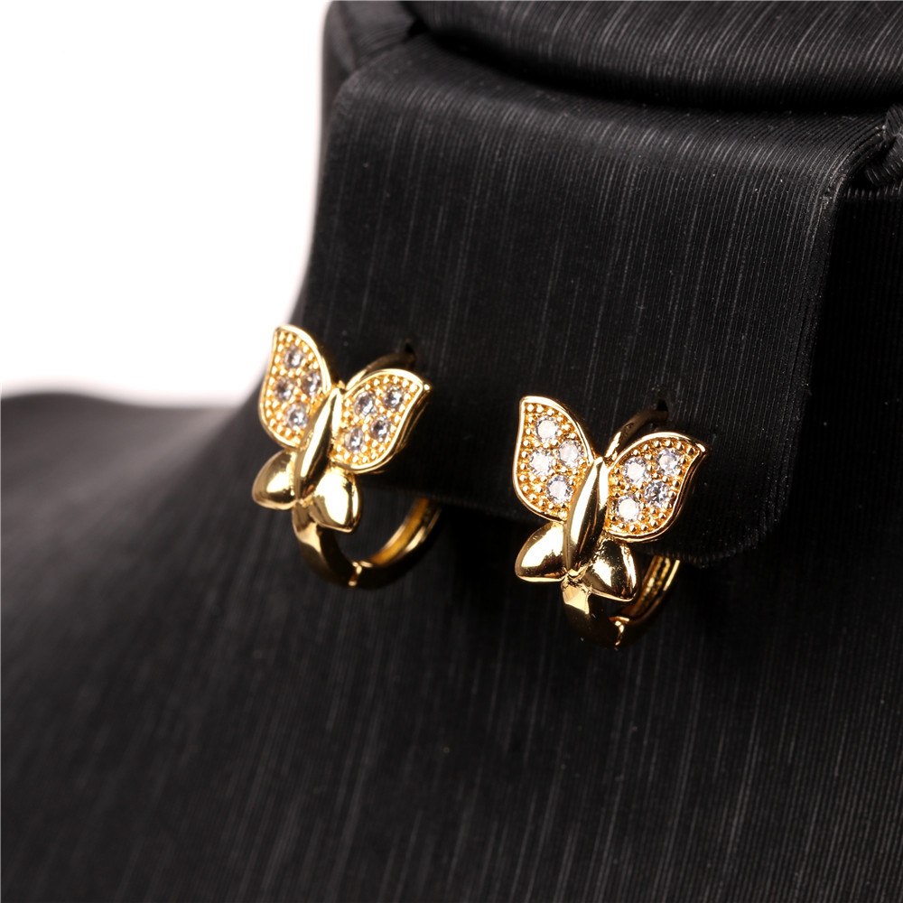 Wholesale Jewelry Simple Butterfly Shape Copper Micro-inlaid Zircon Earrings Nihaojewelry display picture 4