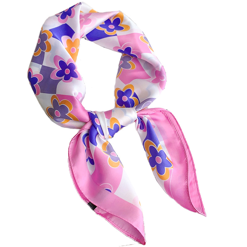 70 pequeños pañuelos cuadrados seda seda de alta calidad temperamento literario flores pequeñas bolsas de color fresco pañuelo correa de pelo pañuelo