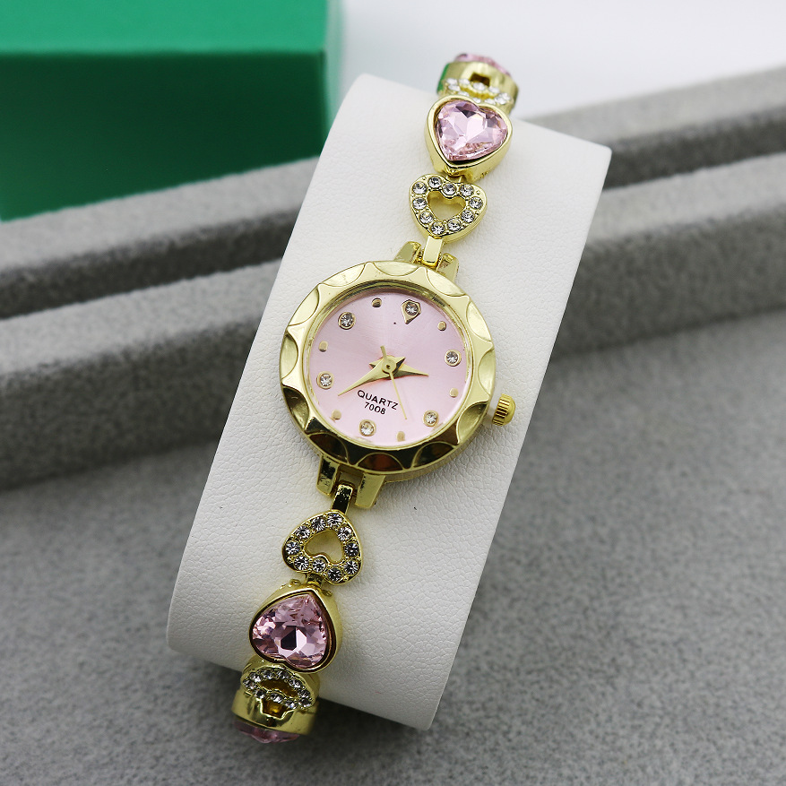 Casual Shiny Stainless Steel Jewelry Buckle Heart Shape Quartz display picture 5
