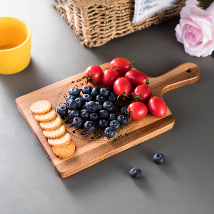 Acacia comida bandeja de café bandeja de madera para niños alimentos suplementarios tabla de corte galletas de verduras frutas tabla de corte pan tabla de corte