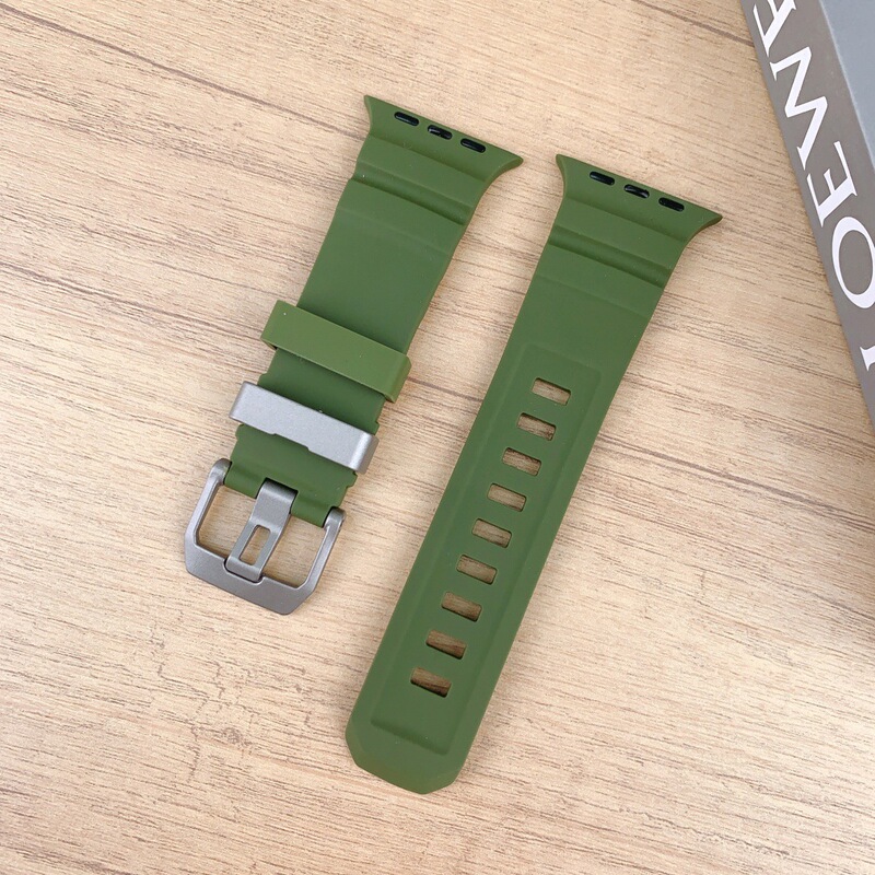 Apple Watch 6789用、ワイルドトラックシリコンストラップ、iWatch S10 Ultra用リストバンド、ブラックチタンカラーのメタルバックル|undefined