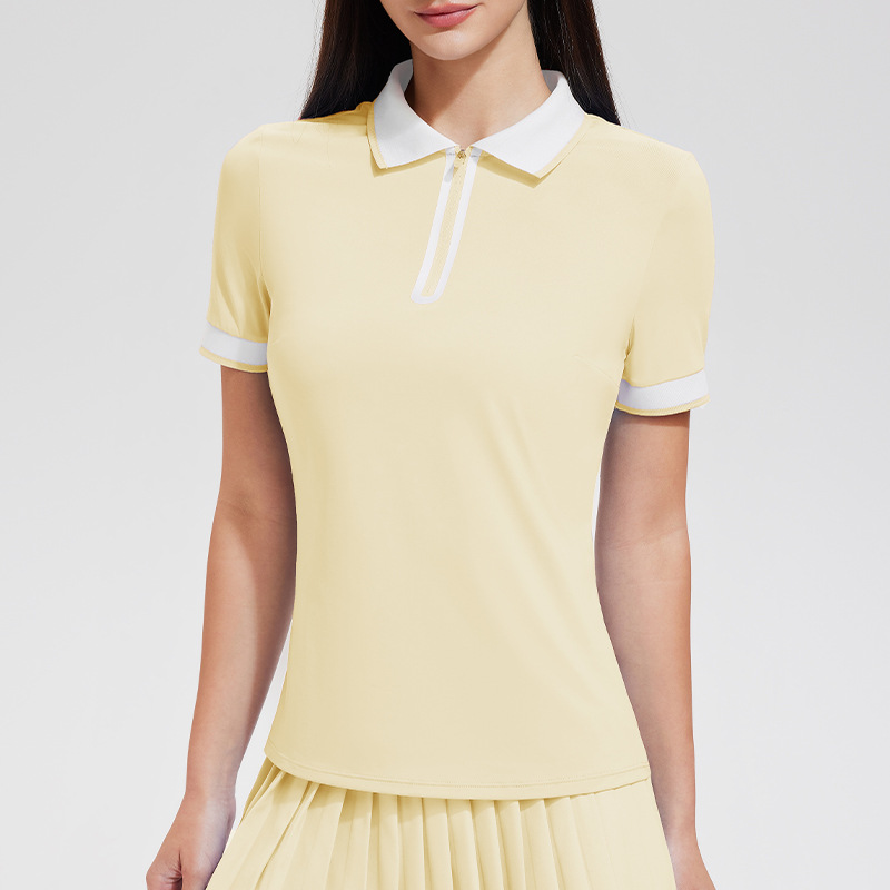 Nueva versión de polo deportivo, solapa de golf para mujer, tenis de secado rápido, camiseta de manga corta, top de verano en contraste