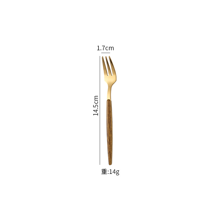 Stainless Steel Flatware Set With Wood Grain Handle 4 Piece_voghion.com