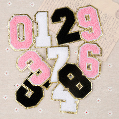 Computer embroidery labeled towels embroidered 0-9 number patch label clothing accessories badge sticker patchwork embroidered fabric label embroidery fabric sticker