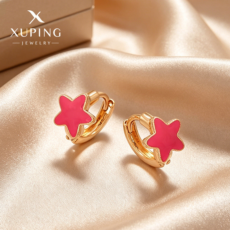 Aretes de Aro Geométricos con Estrella 18K de Aleación de Cobre Chapado en Oro para Mujer