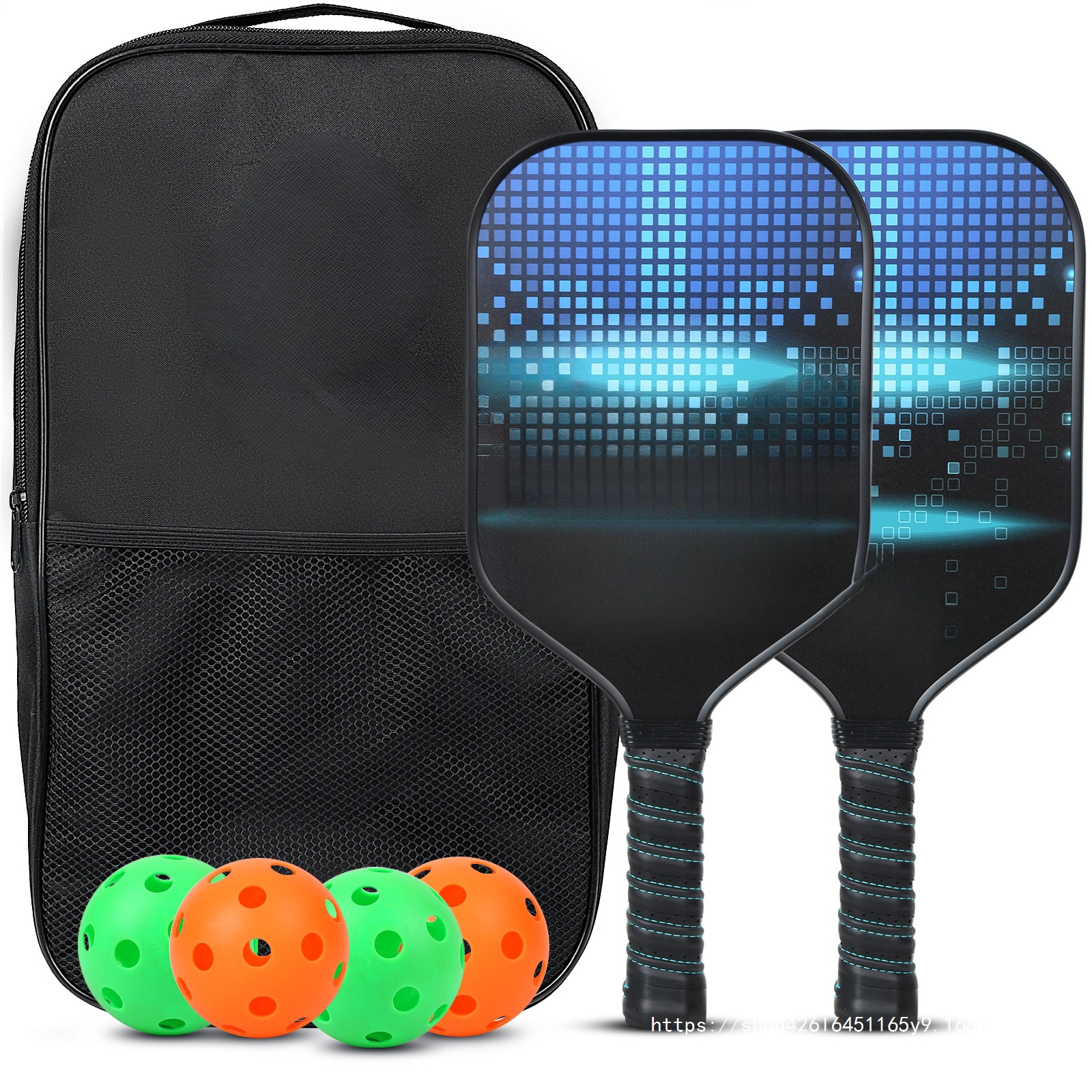 Cross-border e-commerce pickleball racket set, fiberglass pickleball racket set, includes 2 rackets