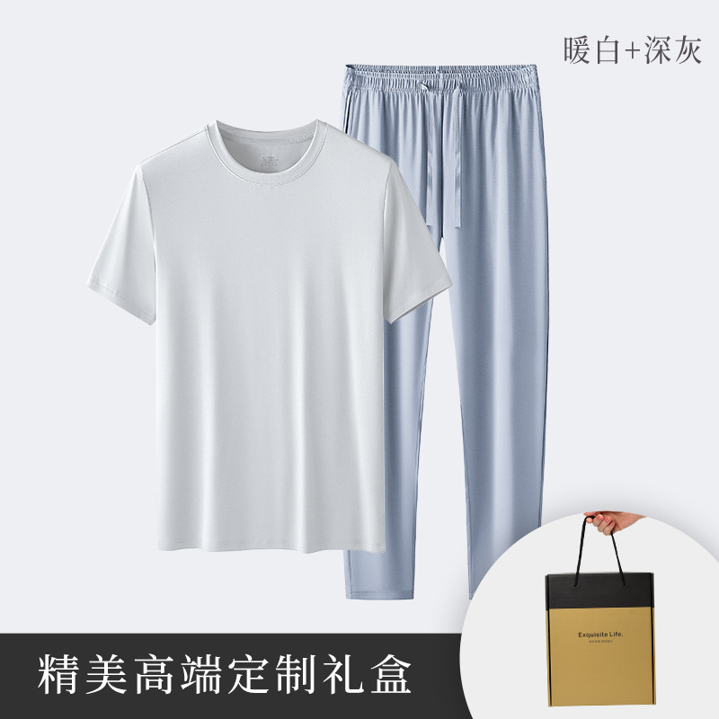 80 pijamas modales de verano de doble cara para hombre, pantalones de manga corta, ropa de hogar informal y agradable para la piel