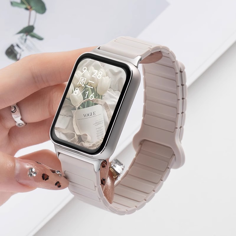 Suitable for Xiaomi Mi Band 8/9Pro Watch Strap Redmi Watch4 Silicone Watch Wrist Strap Workwear Magnetic Silicone Watch Strap