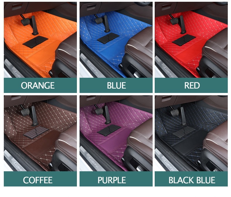 Cross-Border E-Commerce Supplies Thickened, Non-Slip, Wear-Resistant, Full-Coverage Car Floor Mats with Butterfly Pattern Quilted Leather Design