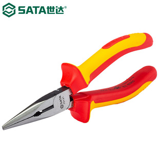 Shida 70131 High-Voltage Insulated Needle-Nose Pliers Vde1000V Voltage-Resistant Long-Nose Pliers Chrome Vanadium Steel 6inch