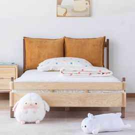 北美白蜡木黑胡桃木卡通儿童床1.2米1.5米小户型软包靠背卧室床