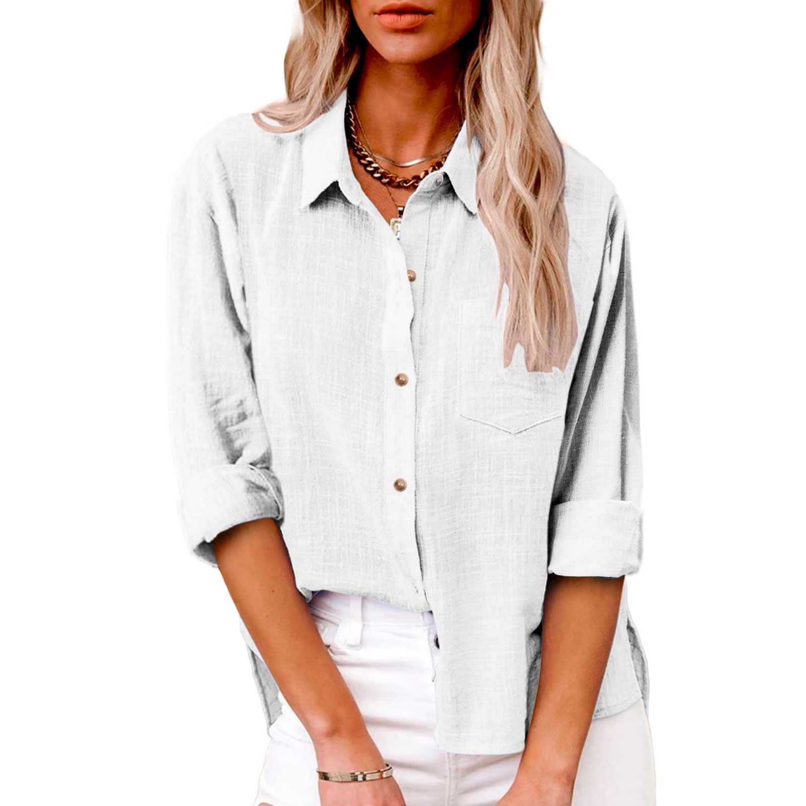 Women's Blouse Long Sleeve Blouses Pocket Streetwear Solid Color display picture 3