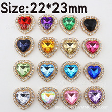 热销22*23mm金色合金心形镂空钻扣diy服饰头发饰箱包饰品配件现货