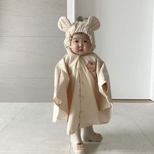 新款韩国ins风小熊斗篷式防水男女幼儿园宝宝雨衣儿童雨披