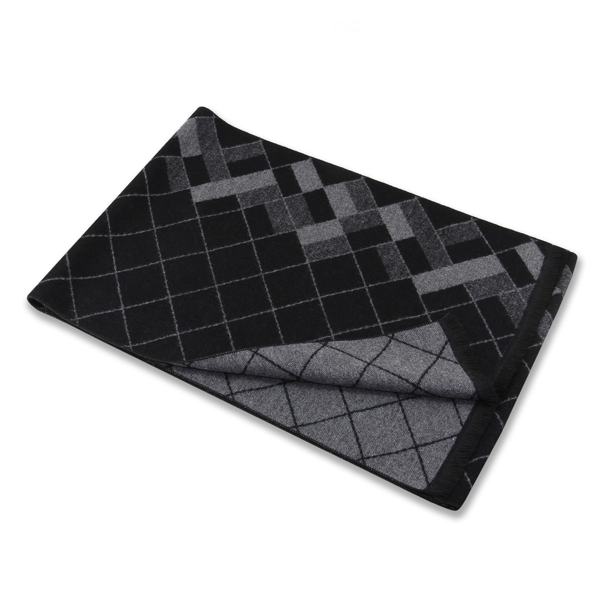 Wool Blend Scarf For Men Thick Jacquard Winter Warm Accessory_voghion.com