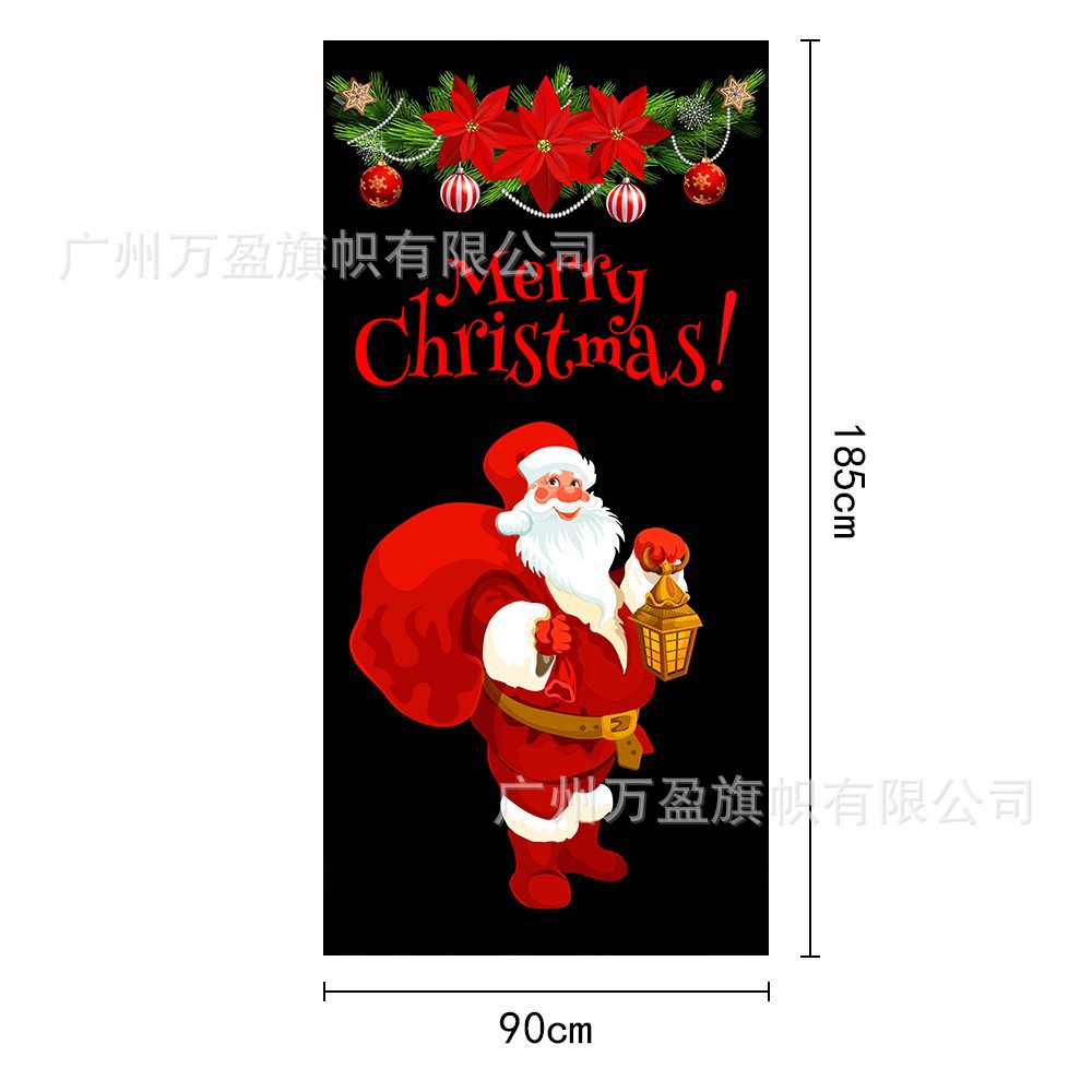 2025 nuevos productos de navidad cortina de bandera Santa Claus para ver la hoja de regalo decoración de tela colgante Bandera de bienvenida de Navidad