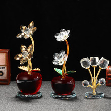 水晶玻璃工艺品铃兰花摆件客厅茶几装饰创意办公桌水晶摆件礼品