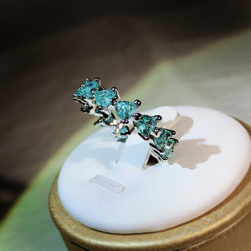 Date, Tea Party Occasion Romantic Shiny Heart Shape Brass Plating Inlay Gem Rings