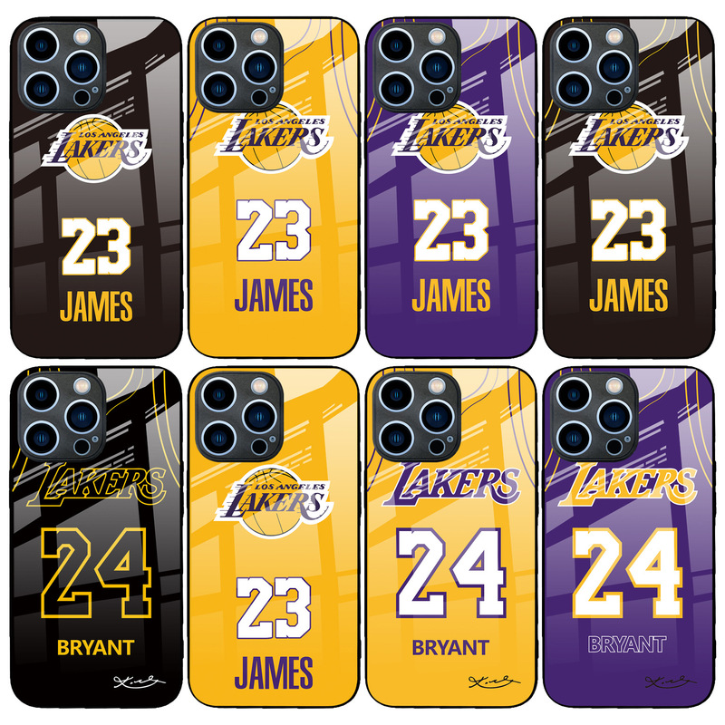 Kobe Zipper Jersey Glass Apple 16 Phone Case Iphone17 James 11Xr Suitable for 14 Basketball Painting