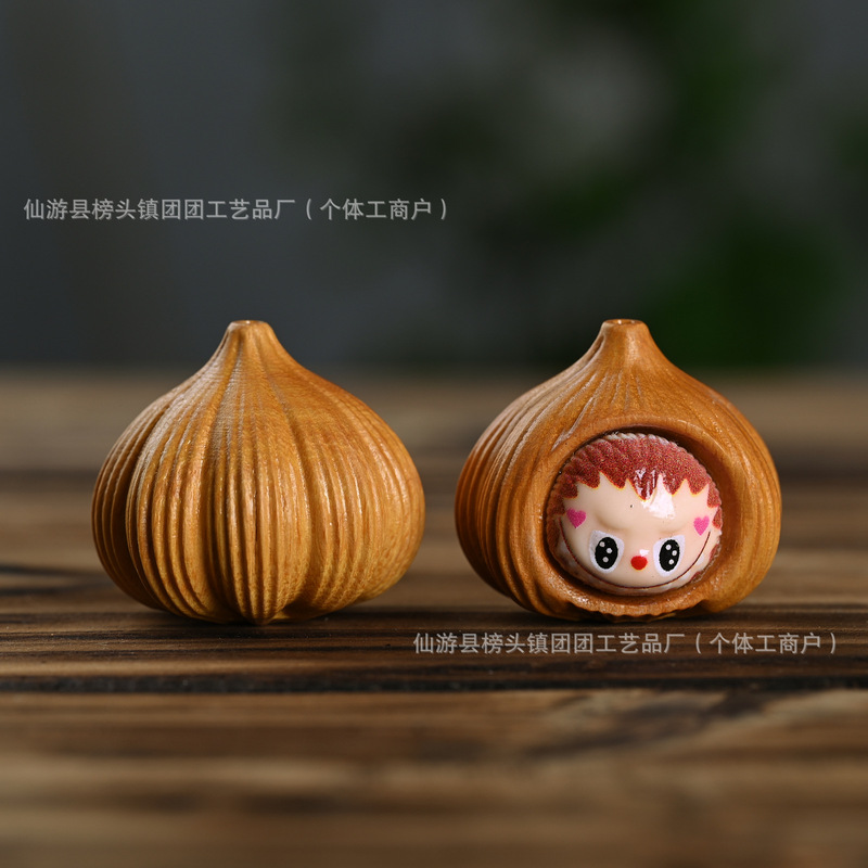 ゴールデンサンダルウッドカボチャラブブ文遊びブレスレットブレスレットファッションジュエリーアクセサリーホームオフィスデスクかわいい小さな装飾品|undefined