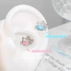 Pink zirconium hollow kt cat ear bone nail single piece
