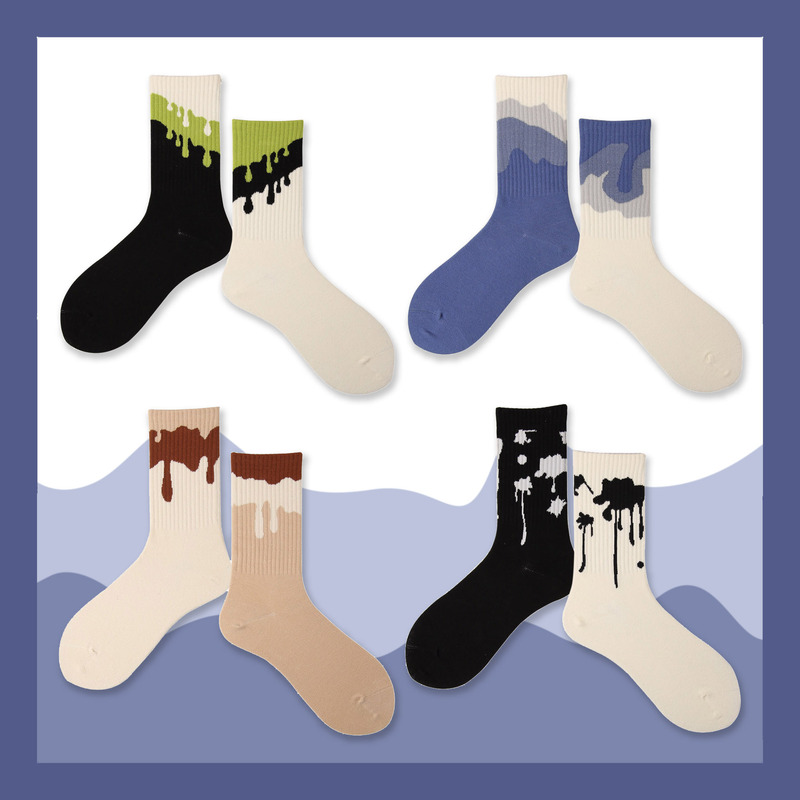 Original one seamless socks female boneless couple men's socks combed cotton left and right feet AB socks ins tide mid-calf socks