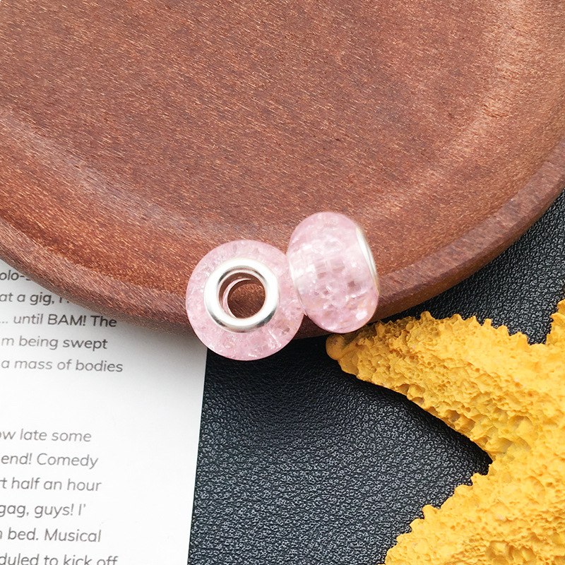 1 Rosa panjia agujero grande cuentas de colores accesorios de joyería redonda hecha a mano pulsera espaciador cuentas 20 estilos disponibles