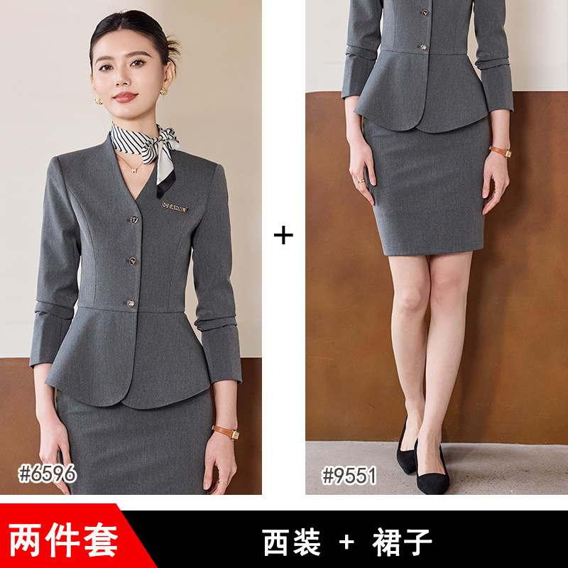 高级感西装套装女秋冬2025新款职业装V领工作服正装修身西服外套|undefined