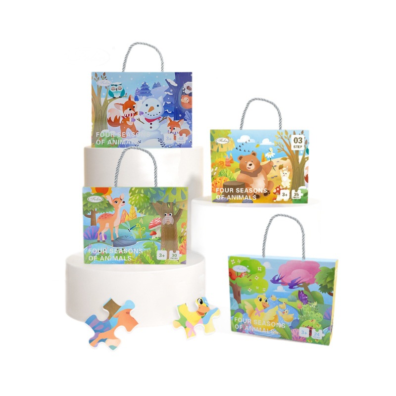 Caja de regalo portátil para niños puzzle cognitivo para niños pequeños niños niños niños juguetes de educación temprana regalos de Año Nuevo