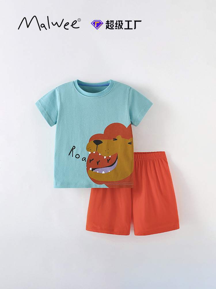 Transfronterizo especial para malwee juegos de camisetas de niños verano nuevo estilo europeo y americano de niños de cuello redondo manga corta dos juegos image 1