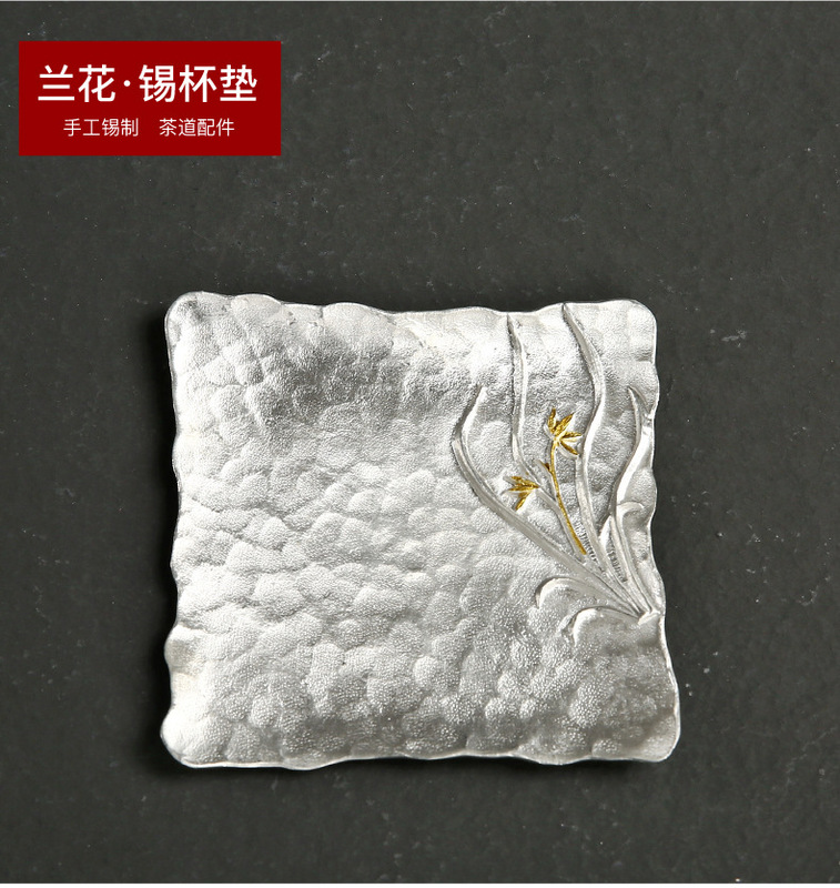 日本式の手作りの純錫の杯のマットの断熱マットのアイデアの杯は茶器の部品の禅意の工夫の茶道の部品を頼みます。|undefined