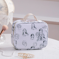 洗漱包女外出差旅遊便攜外出差手提護膚品化妝包收納包簡約風印花