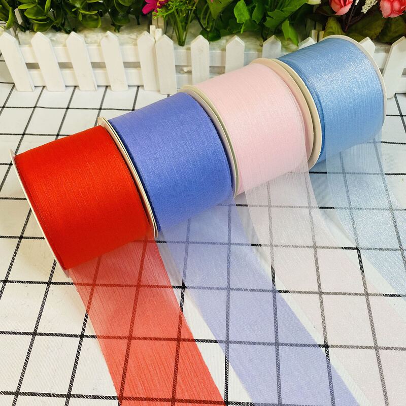 6cm pleated yarn handmade hair accessories DIY jewelry making ribbon bow gift packaging handmade rose ribbon