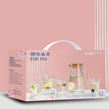 Love Journey Sakura Water Set Five-Piece Set Souvenir Business Gift Glass Set Wholesale Glass Water Set Gift Box