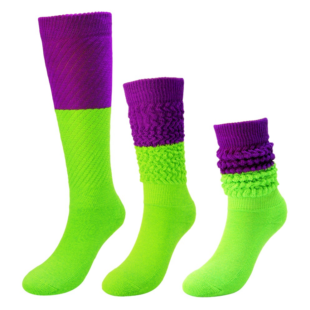 Comercio exterior transfronterizo nuevas medias de longitud media para hombres y mujeres calcetines de pila japoneses de otoño e invierno calcetines holgados calcetines de burbuja de color de contraste