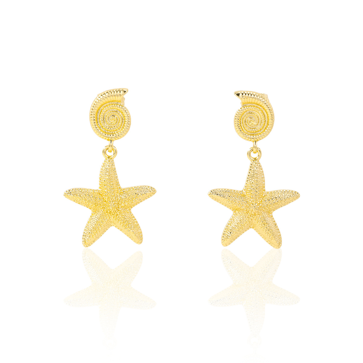 Plating Design 1 Pair Marine Style Starfish Shell Plating Copper Drop Earrings Ear Studs