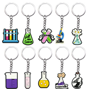 Science Laboratory Keychain Test Tube Alcohol Lamp Microscope Pendant Creative Schoolbag Bag Pendant Gift Wholesale